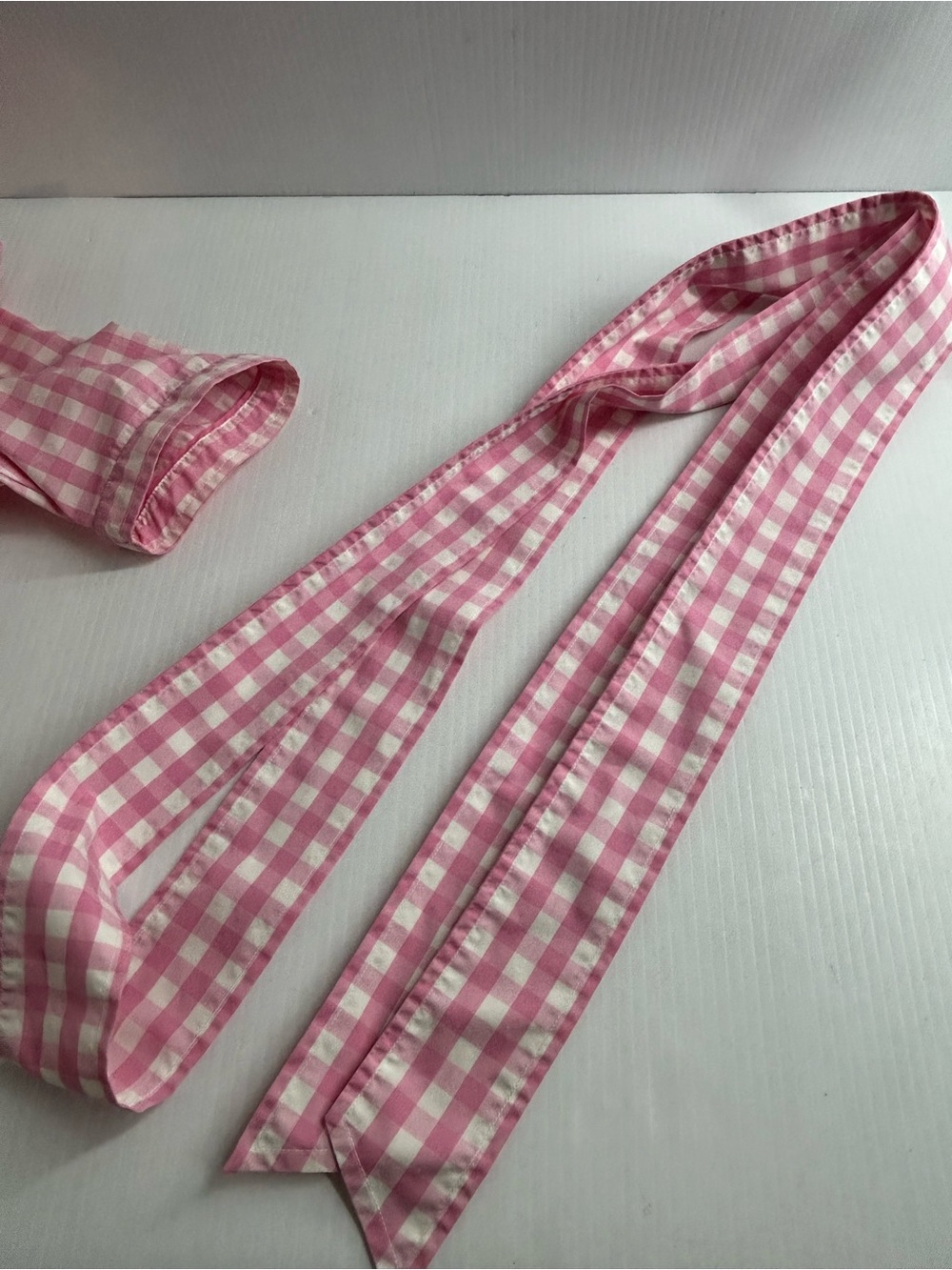Pink & White Gingham button front belted summer dress 12 - Picture 13 of 13